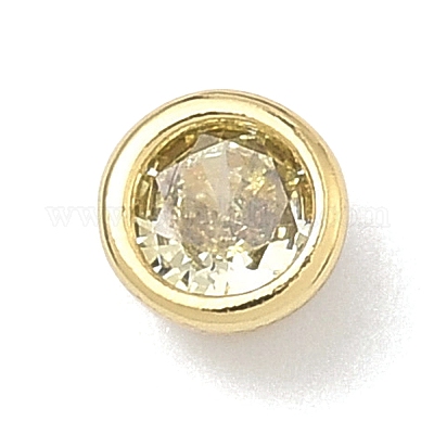 Плоские круглые латунные микропаве кабошоны из кубического циркония&nbsp;KK-P345-13G-A06-1