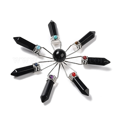 Натуральный обсидиан 7 чакра очки генератор энергии DJEW-I016-01P-02-1