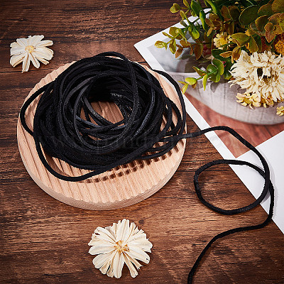 GORGECRAFT 11Yds 3mm Black Flat Genuine Leather Cord Natural Leather String  Lace Strips Full Grain Cowhide Braiding String Roll for Jewelry Making DIY