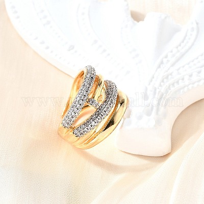 Регулируемые манжетные кольца с микропаве из кубического циркония из латуни RJEW-V007-04GP-1