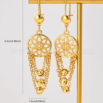 Элегантные латунные круглые серьги-кольца с кисточками XN7680-2-1