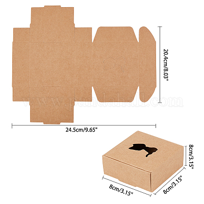 PandaHall 50pcs Kraft Gift Boxes Square Presentation Favour Small Boxes  Easy Assemble for DIY Wedding and Party Gifts & Favours, 3.3 x 3.3 x 1.3