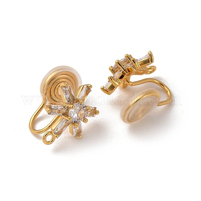 Фурнитура для ушей из латуни с микропаве из кубического циркония KK-F898-19A-G-1