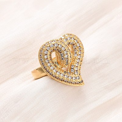 Регулируемые латунные кольца-манжеты с микропаве из кубического циркония для женщин RJEW-B139-08G-03-1