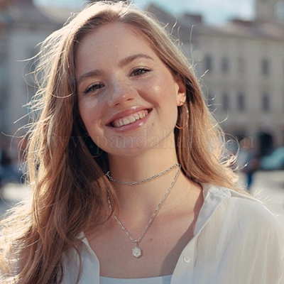 4 шт. 4 стиля шестигранник из нержавеющей стали с начальной буквой а подвеска ожерелье комплект NJEW-AN0001-08-1