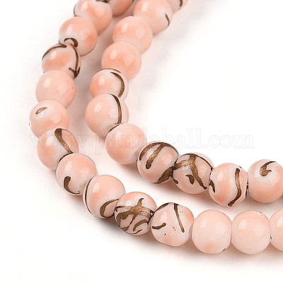 Выпечка окрашенные стеклянные бусины пряди DGLA-N010-6mm-02-1