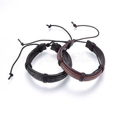 Bracelets de cordon en cuir&nbsp;BJEW-F347-09-1