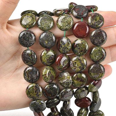 Натуральный дракон яшма кровь бисер пряди&nbsp;G-L648-B02-15mm-1