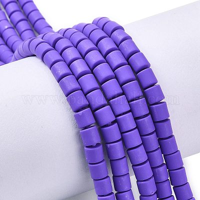 Handmade Polymer Clay Bead Strands, Column, Violet, 6.5x6mm, Hole: 1.2mm,  about 61pcs/strand, 15.75 inch(40cm)