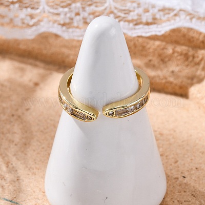 Открытые манжеты из латуни с микропаве и цирконием для женщин RJEW-G341-03G-02-1