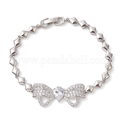 Латунные бантом ссылка браслеты BJEW-D039-45P-1