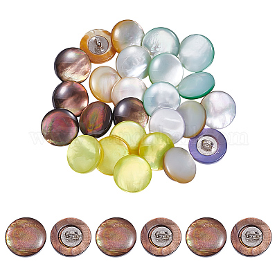 30 шт. 5-х цветные пуговицы с тремя отверстиями из сплава на ножке BUTT-NB0002-04-1