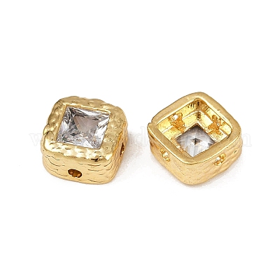 Латунные прозрачные бусины из кубического циркония KK-D375-36G-01-1