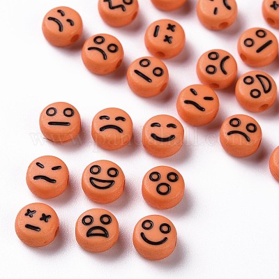 Непрозрачные темно-оранжевые акриловые бусины MACR-N008-42-C08-1