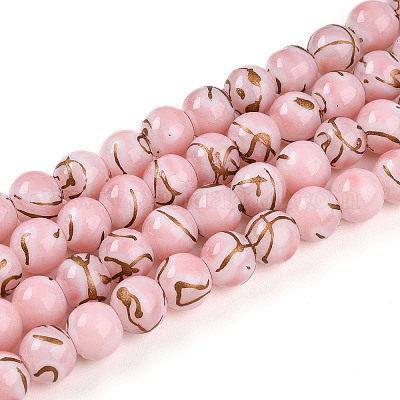 Выпечка окрашенные стеклянные бусины пряди DGLA-N010-8mm-01-1