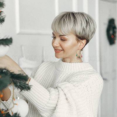 3 пара 3 стильных рождественских висячих серег-гвоздиков со снеговиком EJEW-TA00221-1