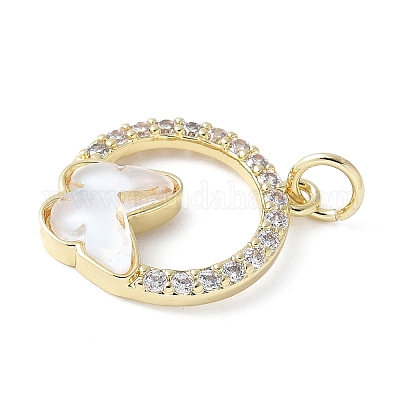 Подвески из латуни микропаве с фианитами и стеклом KK-F892-50G-1