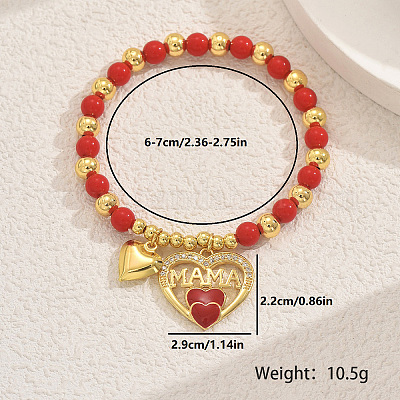 Браслеты с подвесками из латуни и микропаве из кубического циркония на день матери LE4038-3-1