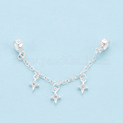 925 удлинитель цепочки из стерлингового серебра с микропаве из прозрачных кубических цирконий STER-N016-54S-1