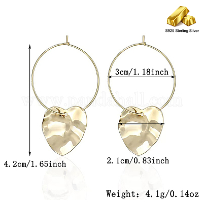 S925 серьги-кольца из стерлингового серебра в форме сердца WG5989-1