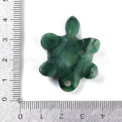 天然新疆翡翠彫刻ペンダント 亀のチャーム 38~40x29~30x8~10mm 穴：3mm