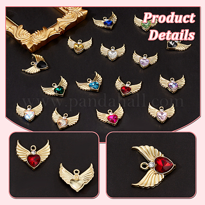 30шт 15 цвета подвески из сплава со стразами FIND-GA0003-29-1