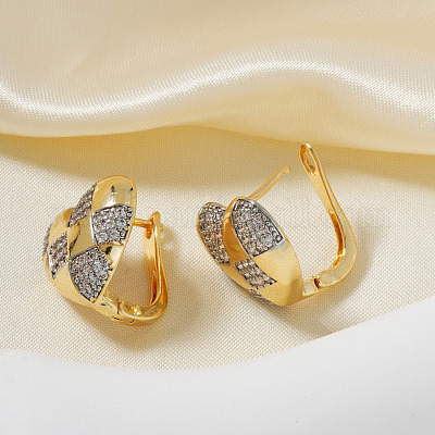 Серьги-клипсы в форме сердца из латуни с прозрачным кубическим цирконием во французском стиле QL2585-1