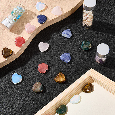 18 шт. 6 стиля драгоценных камней сердечные лечебные камни&nbsp;DJEW-GF0001-77-1