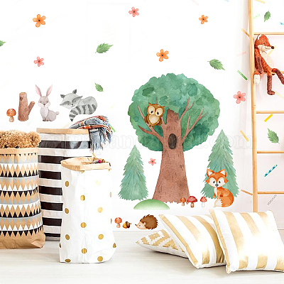 Wholesale SUPERDANT Woodland Animals Wall Decals Forest Tree Stickers  Watercolor Fox Wall Stickers Deer Nursery Vinyl Wall Art Bear Decor Flower  Mushroom Art for Baby Kids Room Classroom Boys Girls Bedroom 