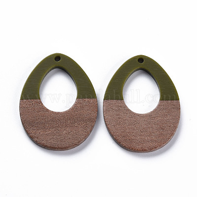 Подвески из непрозрачной смолы и ореха RESI-T035-37C-1