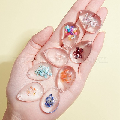 40шт 10 цвета прозрачные стеклянные подвески GGLA-SZ0001-44-1