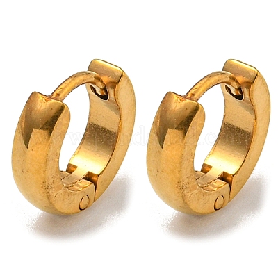 Серьги-кольца Huggie Hoop из нержавеющей стали 202 с вакуумным покрытием PVD и штифтами из нержавеющей стали 304 для женщин EJEW-H003-01G-1