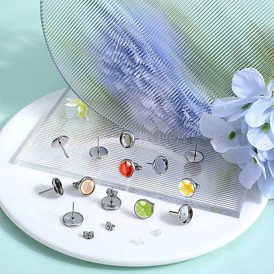 100 шт. плоские круглые серьги-гвоздики из нержавеющей стали STAS-SP0001-61C-P-1