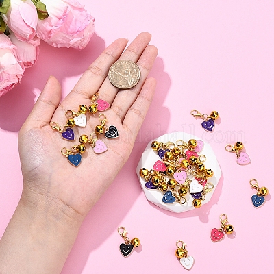 30 шт. подвеска в виде сердца из эмалевого сплава с улыбающимся лицом в двух стилях&nbsp;HJEW-YW00177-1