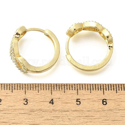 Серьги-кольца из латуни с прозрачным фианитом EJEW-M047-25G-1