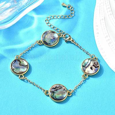 Браслеты из латунных ракушек-абалонов BJEW-D315-01G-1