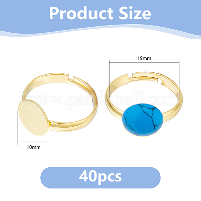 40 шт. латунная накладка на кольцо с основанием FIND-DC0006-65G-1