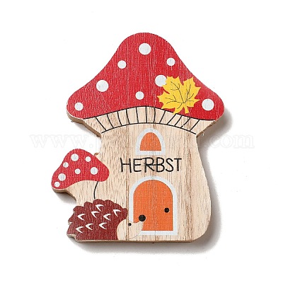 Осенние односторонние деревянные кабошоны с принтом WOOD-I010-02C-1