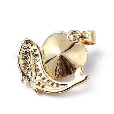 Настоящие 18-каратные позолоченные подвески из латуни с микропаве из кубического циркония KK-C015-28G-15-1