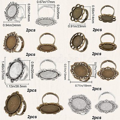 16 шт. 8 стильных регулируемых кольца для пальцев из сплава FIND-SC0008-68-1