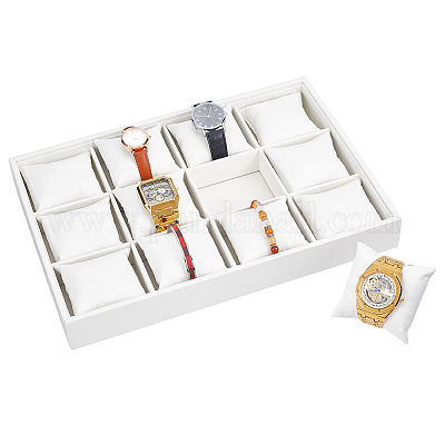 12-слотовый лоток для часов из МДФ AJEW-WH0348-718A-1