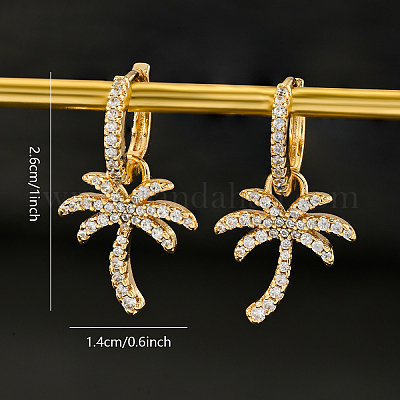 Серьги-кольца из латуни с кокосовой пальмой YL0119-1