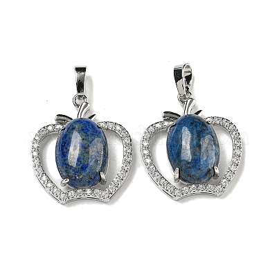 Натуральный окрашенный лазурит с подвесками из прозрачного кубического циркония G-G133-03P-21-1