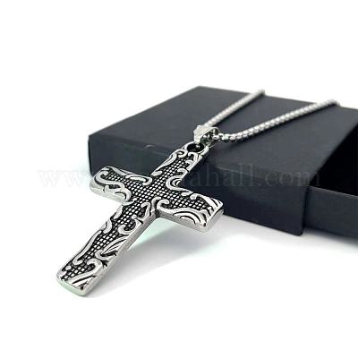 Крест из нержавеющей стали мужские винтажные хип-хоп подвески ожерелья HX7387-1
