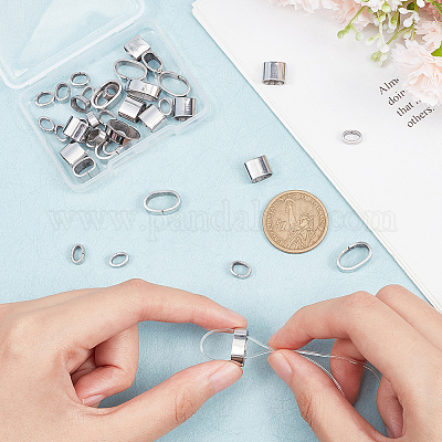 40 шт. 4 стиля 201 нержавеющая сталь скользящие подвески/слайдерные бусины STAS-BC0003-65-1