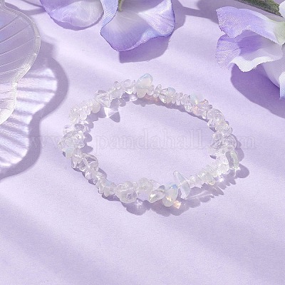 Эластичные браслеты с опалитом и бисером для женщин и мужчин BJEW-JB10665-05-1