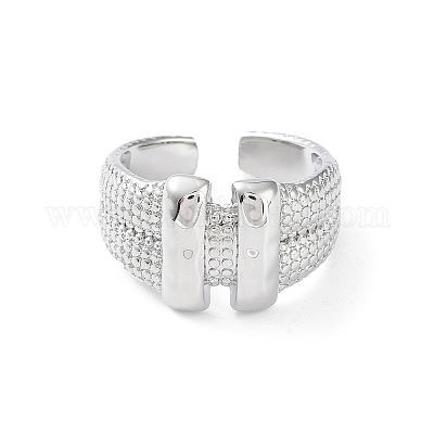 Прямоугольная форма стойки с латунным открытым кольцом-манжетой для женщин RJEW-F155-03P-1