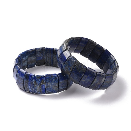 Bracelet extensible en perles rectangle de lapis-lazuli naturel BJEW-P270-02-1