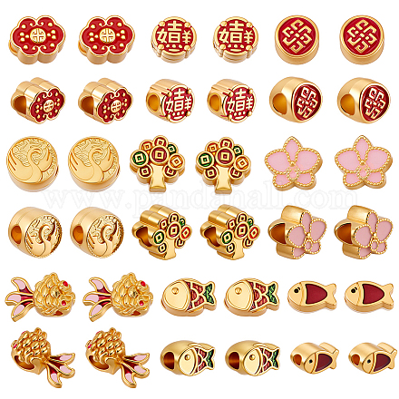 36шт 9 стиля сплава эмали европейские бусины ENAM-GA0001-15-1