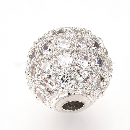 Perles de zircone cubique micro pave en Laiton ZIRC-Q013-14mm-142P-1